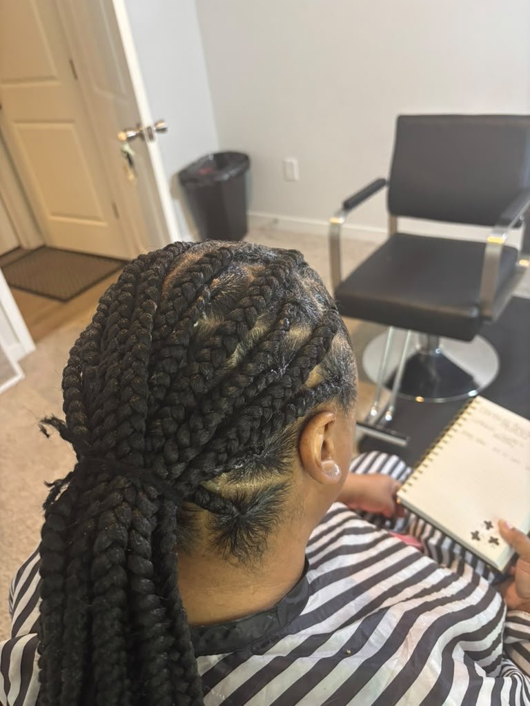 Large knotless waist-length braids